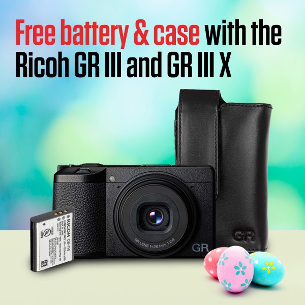 Free battery & case with the Ricoh GR III and GR III X