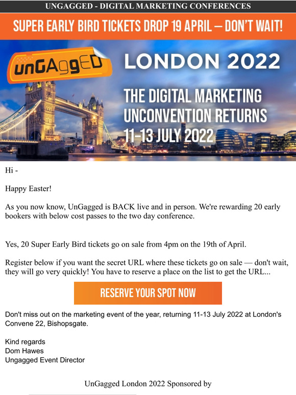 Super Early Bird Tickets for UnGagged will sell out tomorrow. Are you on the list?