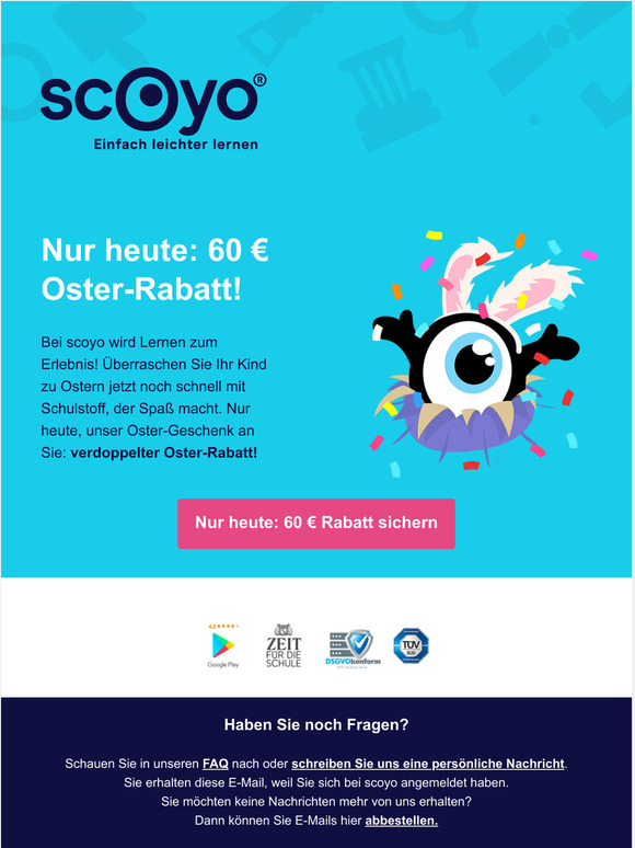 Nur heute: Verdoppelter Oster-Rabatt!