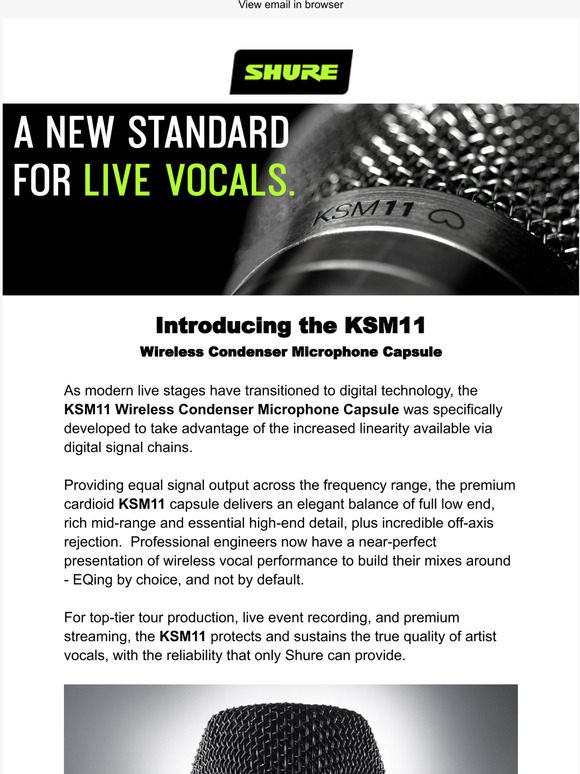 Shure Introducing the New KSM11 Wireless Condenser Microphone Capsule
