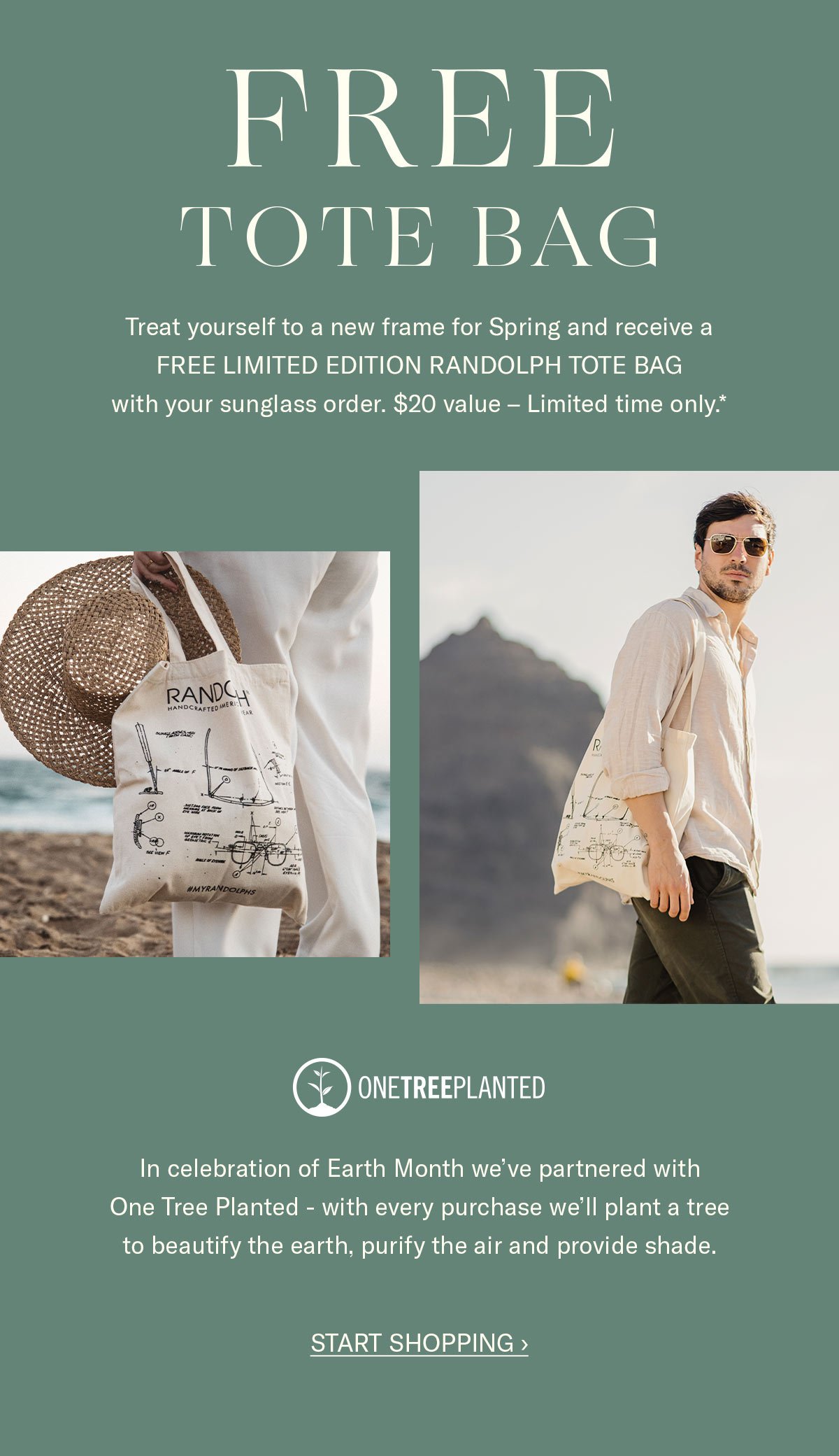 FREE TOTE BAG - Treat yourself to a new frame for Spring and receive a FREE TOTE BAG with your sunglass order.*