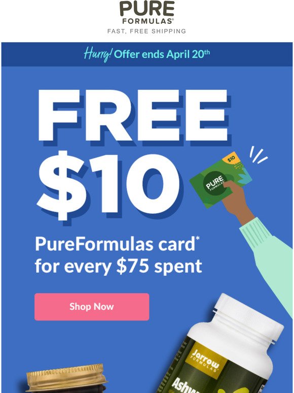 PureFormulas FREE 10 card for every 75 spent! Milled
