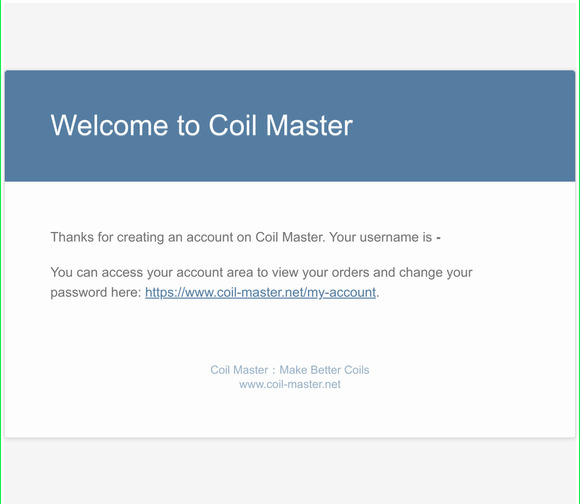 Your Coil Master account has been created!