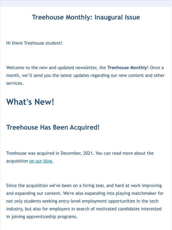 Treehouse just got acquired!