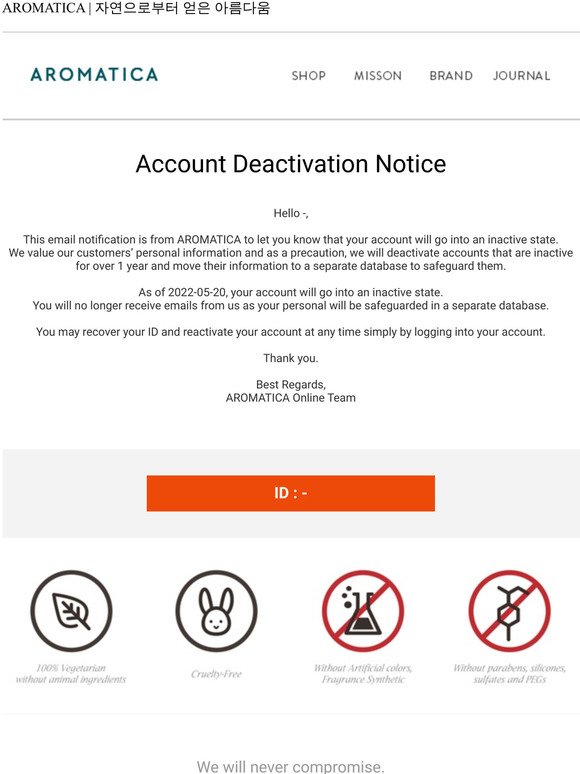 Account Deactivation Notice