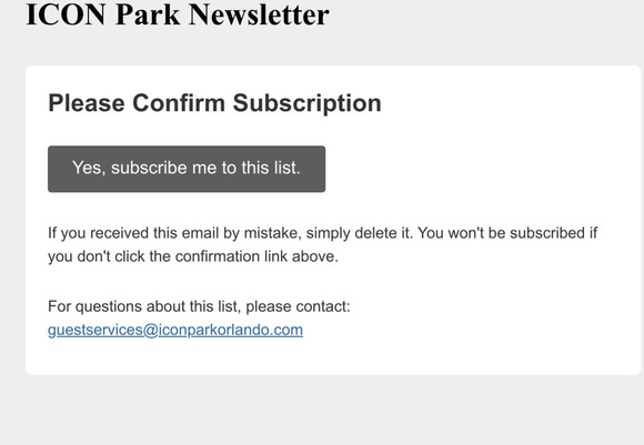 ICON Park Newsletter: Please Confirm Subscription
