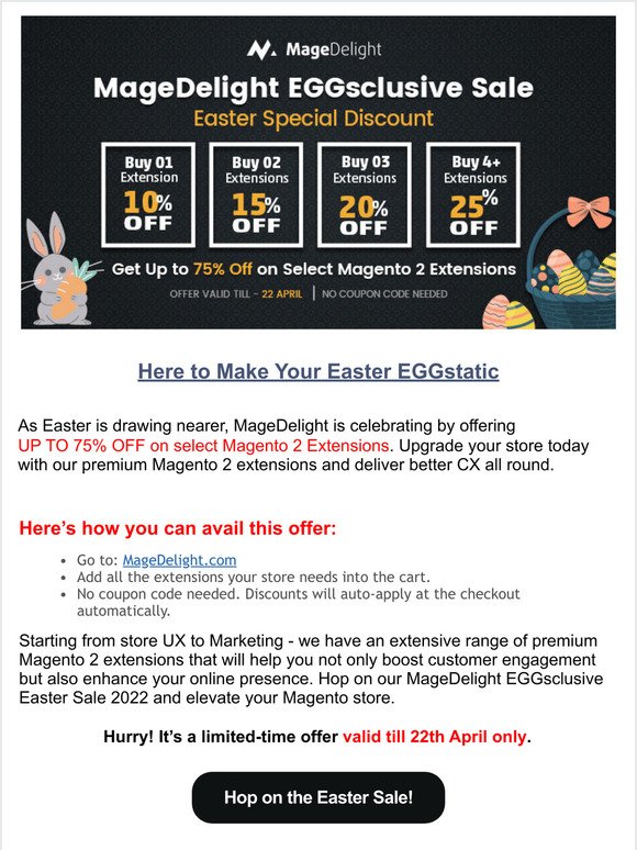 Don't Miss! The Biggest Ever Easter Sale on Magento 2 Extensions.
