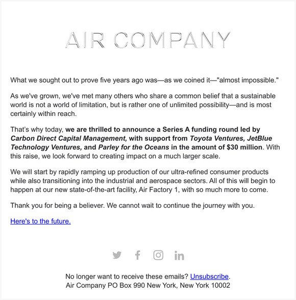Air Company Funding Announcement