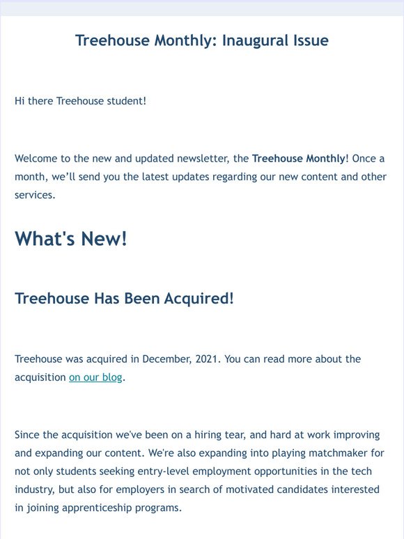 Treehouse just got acquired!