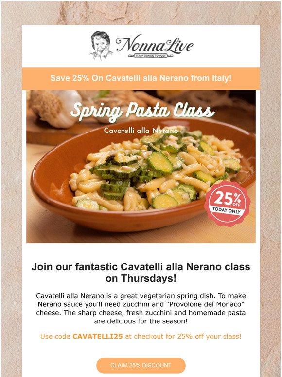 Save 25% On The Perfect Spring Pasta Dish