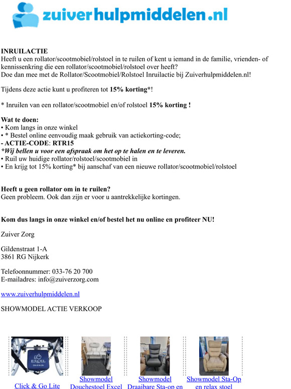 ACTIE | Rollator | Rolstoel | Scootmobiel