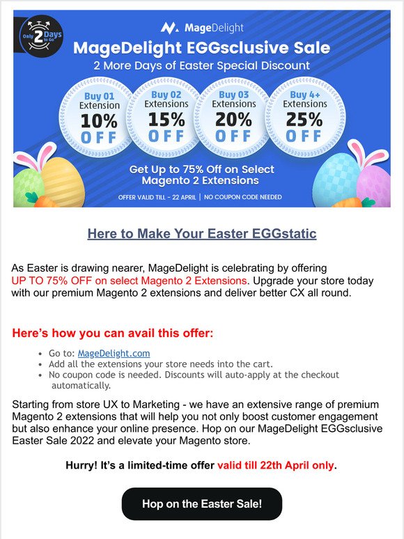 Don't Miss! The Biggest Ever Easter Sale on Magento 2 Extensions.