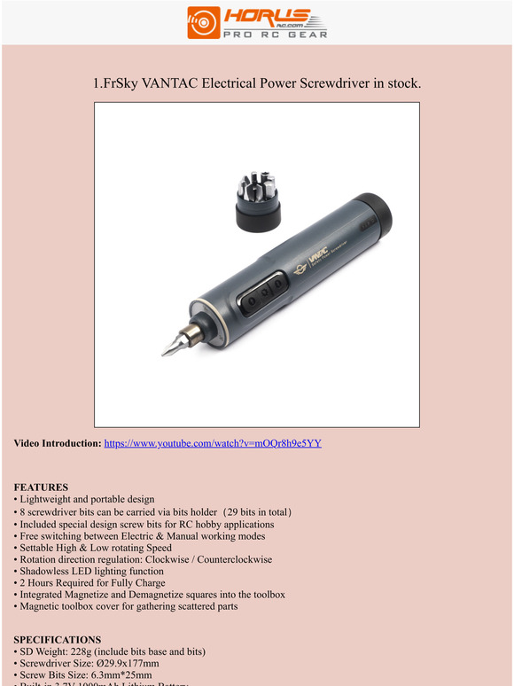 FrSky VANTAC Electrical Power Screwdriver in stock and X18 Transmitter is available for pre-order NOW!!!