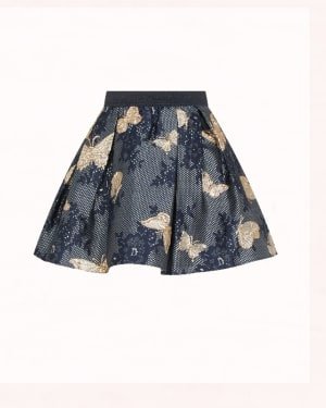 Butterfly print jacquard skirt blue