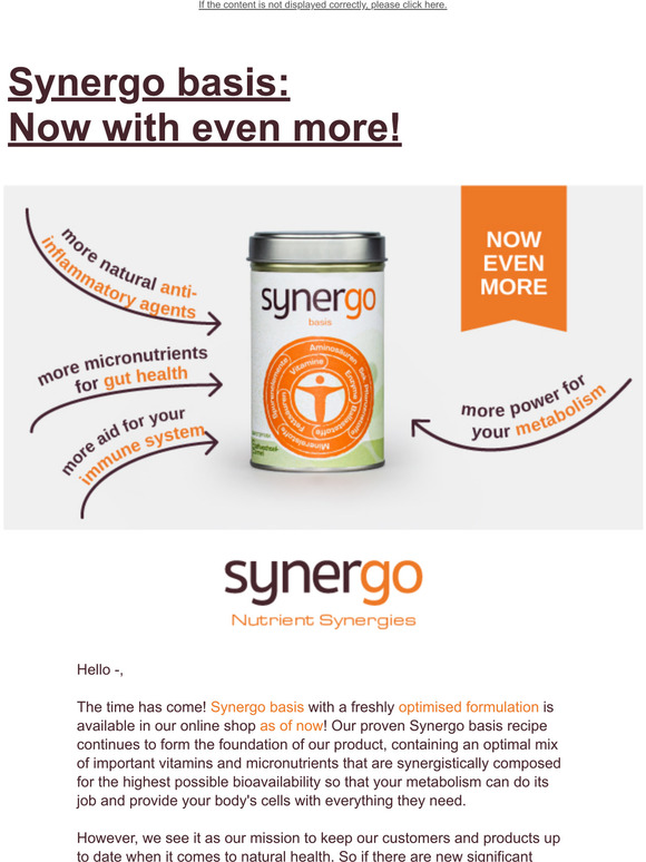 Optimised formulation: Synergo basis for increased performance