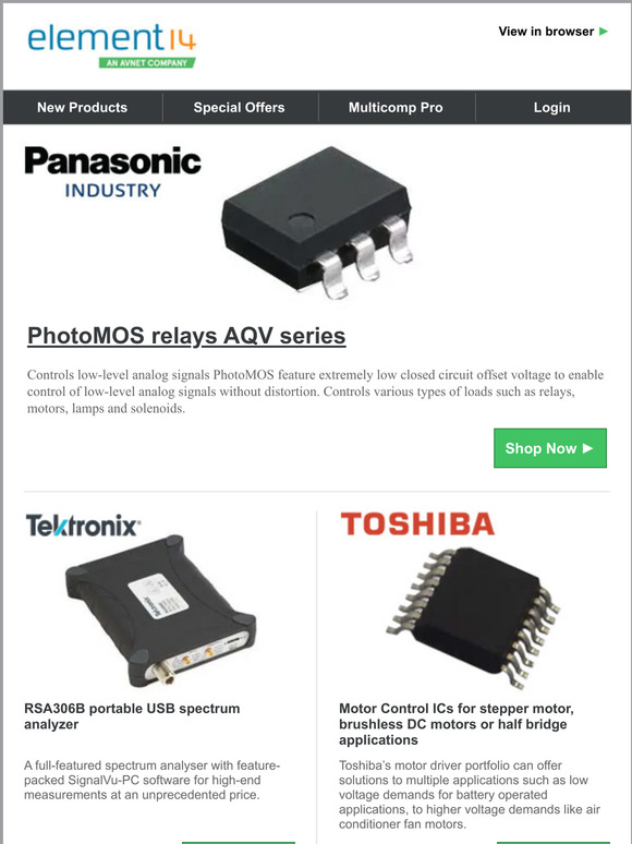 Great selection of new products featuring Panasonic, Tektronix, Toshiba & more