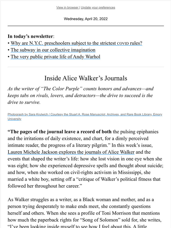 The New Yorker Inside Alice Walkers Journals Milled