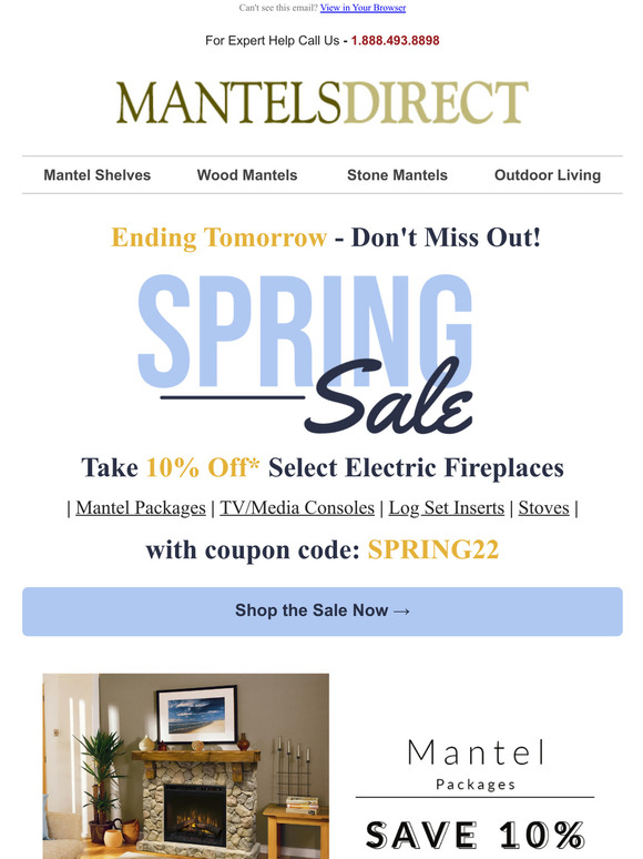Ending Tomorrow! Save 10% on Select Electric Fireplaces