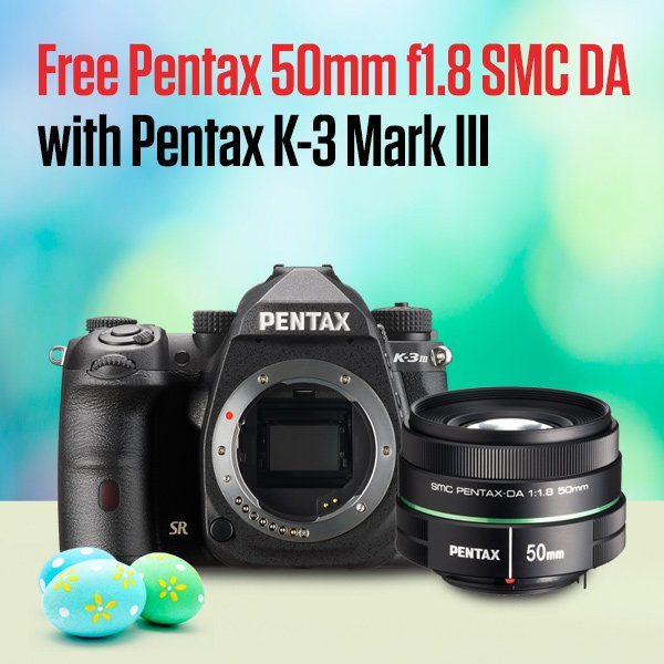 Free Pentax 50mm f1.8 SMC DA with Pentax K-3 Mark III