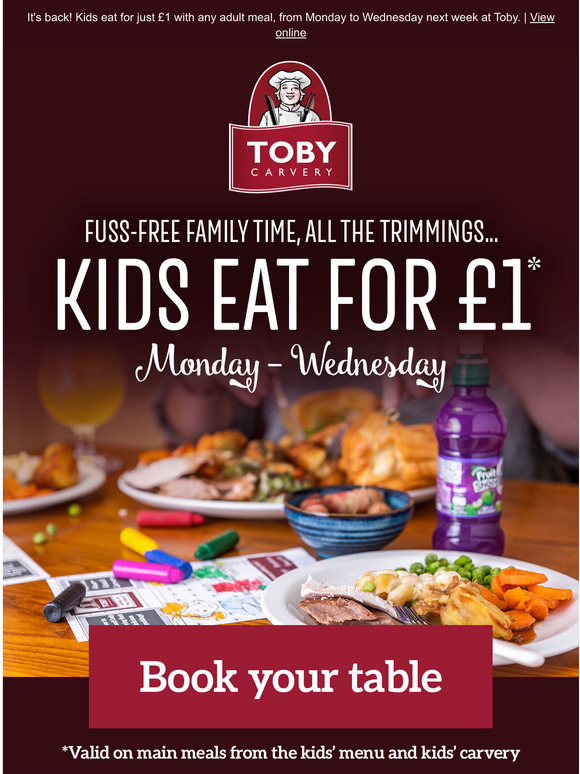 Toby Carvery fans can get £12 worth of free starters, mains and