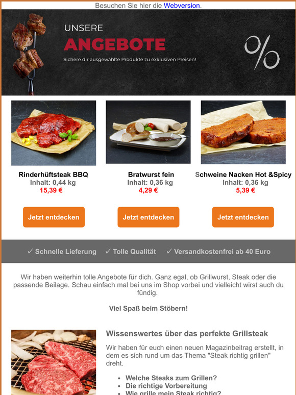 Newsletter: Start in die Grillsaison