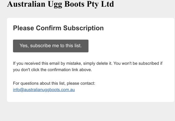 Australian Ugg Boots: Please Confirm Subscription