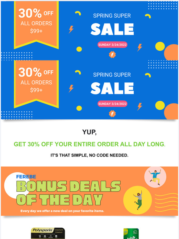 Get Ready! Sunday April 24th: Spring Super Sale 30% OFF