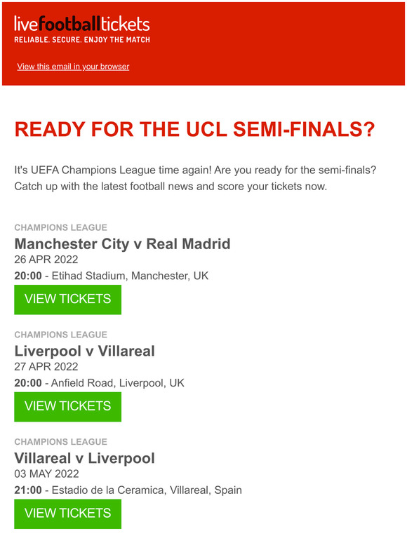 Get your Champions League semi-final tickets, News