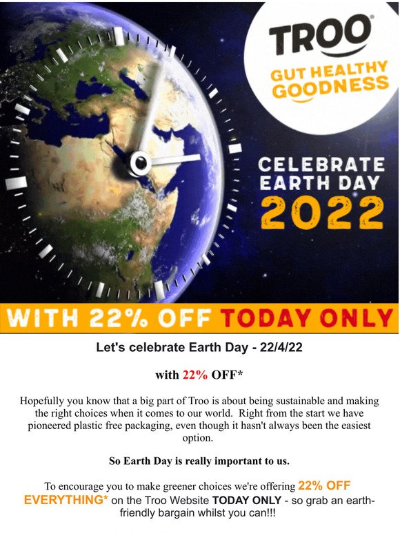We're celebrating EARTH DAY  JOIN IN - and we'll give a VERY special deal...