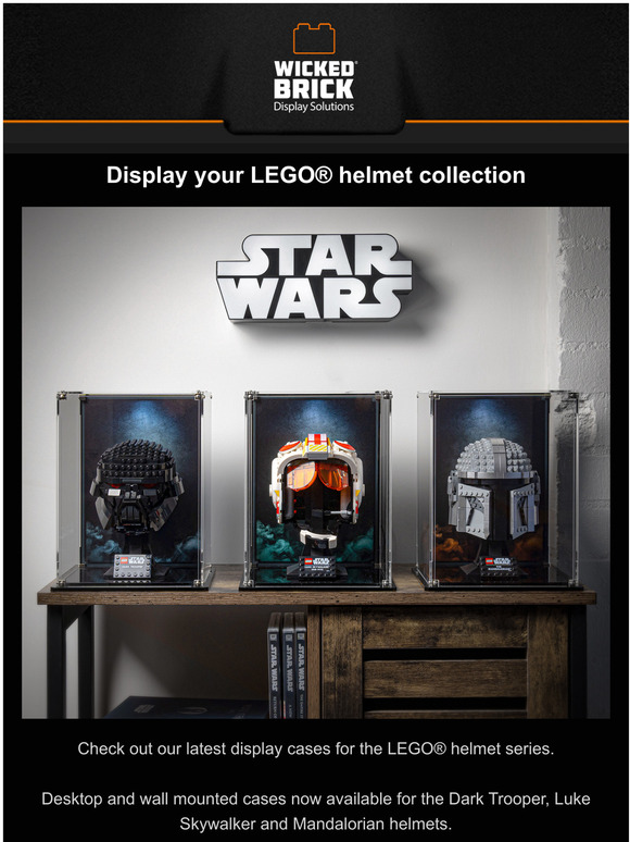 Wicked Brick New LEGO Helmet display cases! Milled
