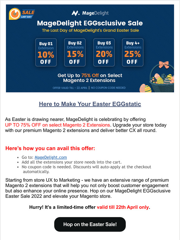 LAST DAY to get 75% off on Magento 2 Extension!!