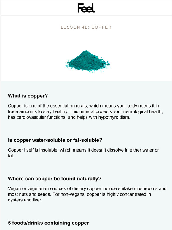 Feel Multivitamin Learn About Copper in 5 Minutes with WeAreFeel Milled