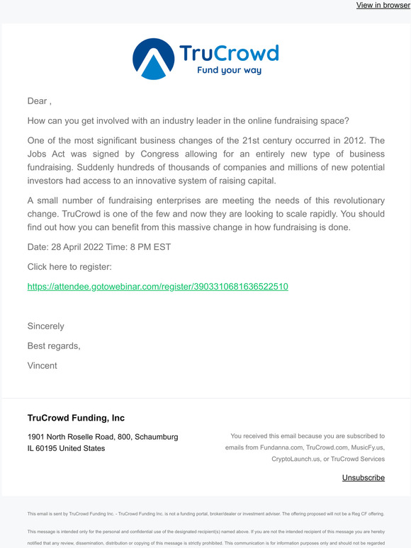 Special Briefing--Unique Ownership Opportunity Involving Trucrowd