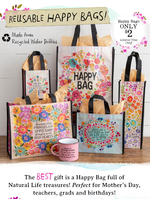 Shop Recycled Happy Bags - The Perfect Gift Bag - Natural Life