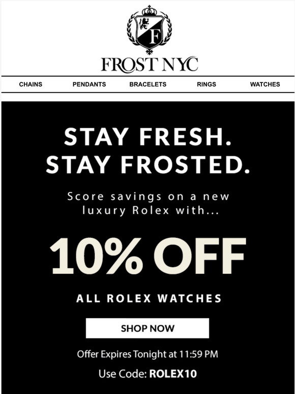 FrostNYC: 10% Off Rolex Watches. No 