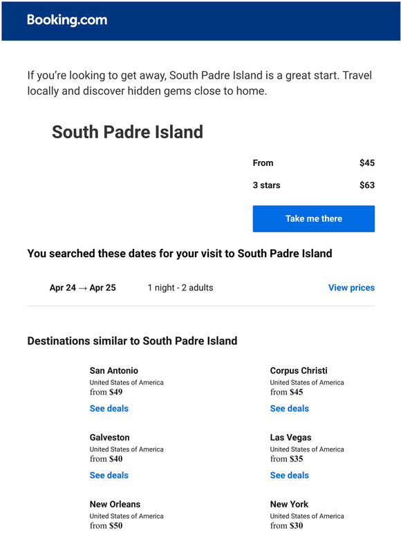 Dont your search for South Padre Island prices as