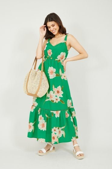 Yumi Green Oversized Floral Maxi Dress