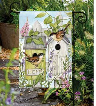 Birdhouse Vines Garden Flag