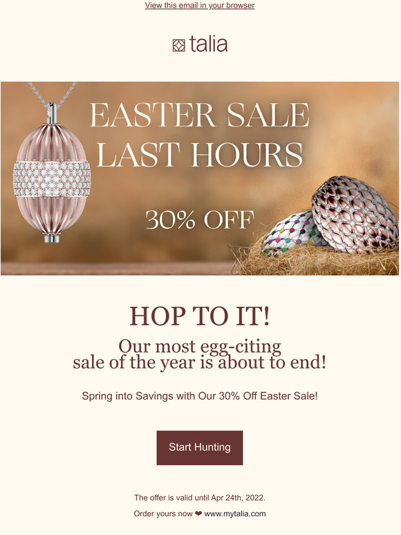 LAST HOURS  Easter Sale