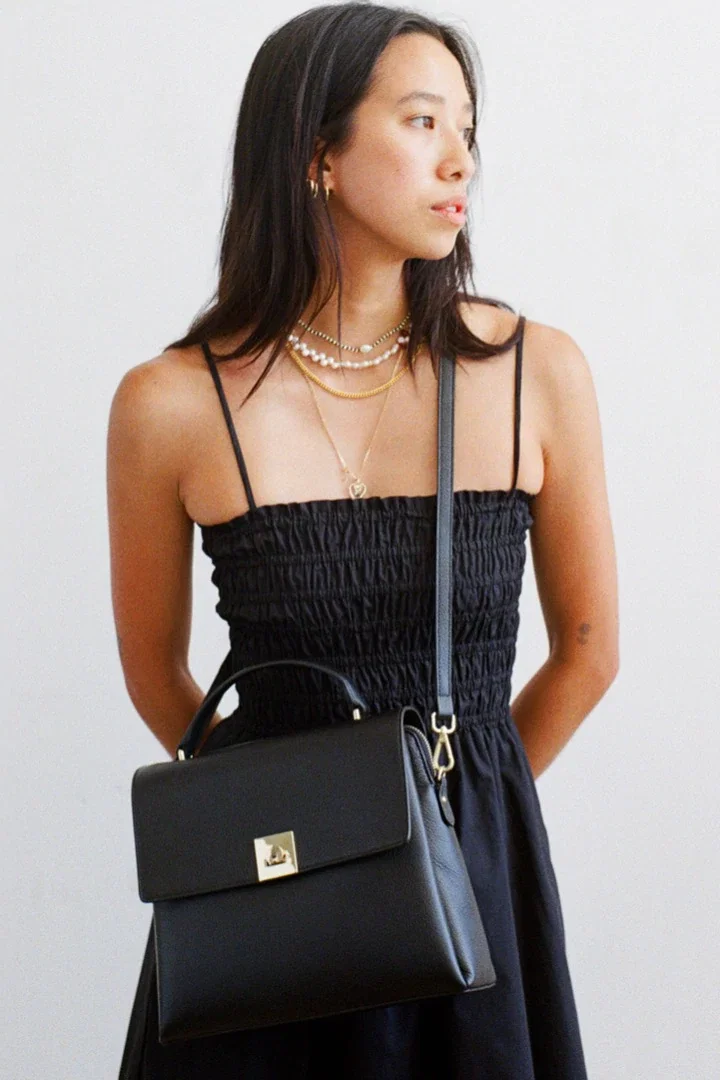 Image of Top Handle Bag | Black Gold