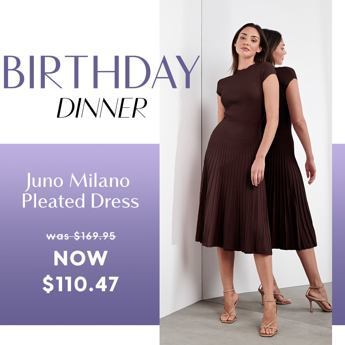 Birthday Dinner. Juno Milano Pleated Dress