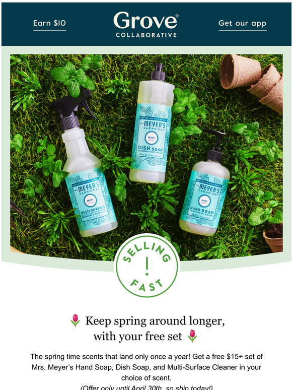 Grove Collaborative Your free Mrs. Meyers set is here. Milled