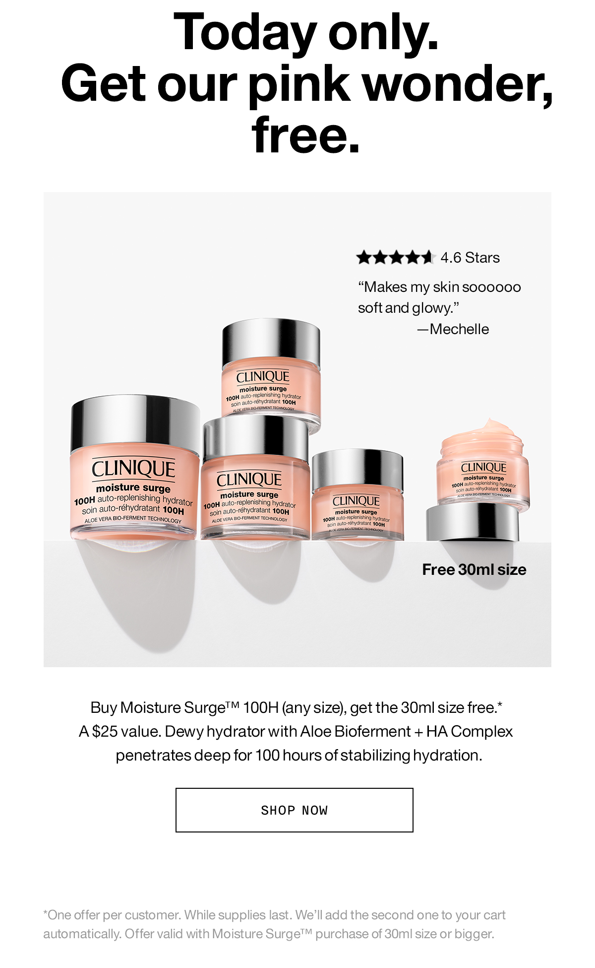 Clinique: Today Only! Free Moisture Surge with purchase. | Milled