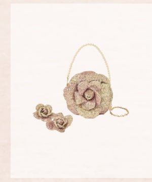 Ombre flower bag and hair clip set