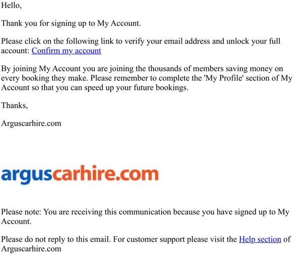 Please confirm your registration to My Account