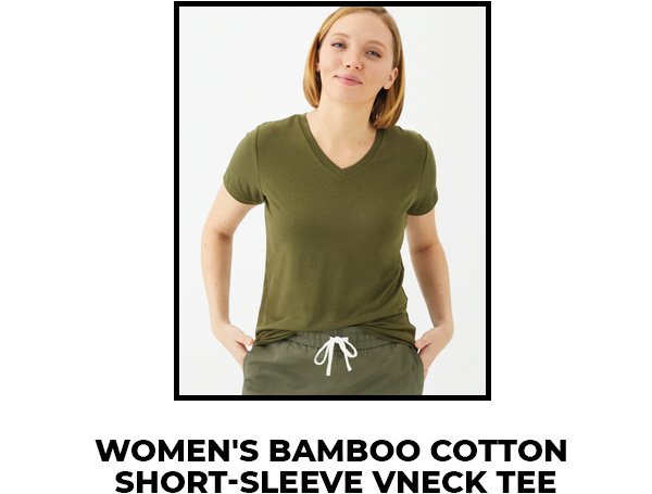 Women's Bamboo Cotton Short-Sleeve Vneck Tee