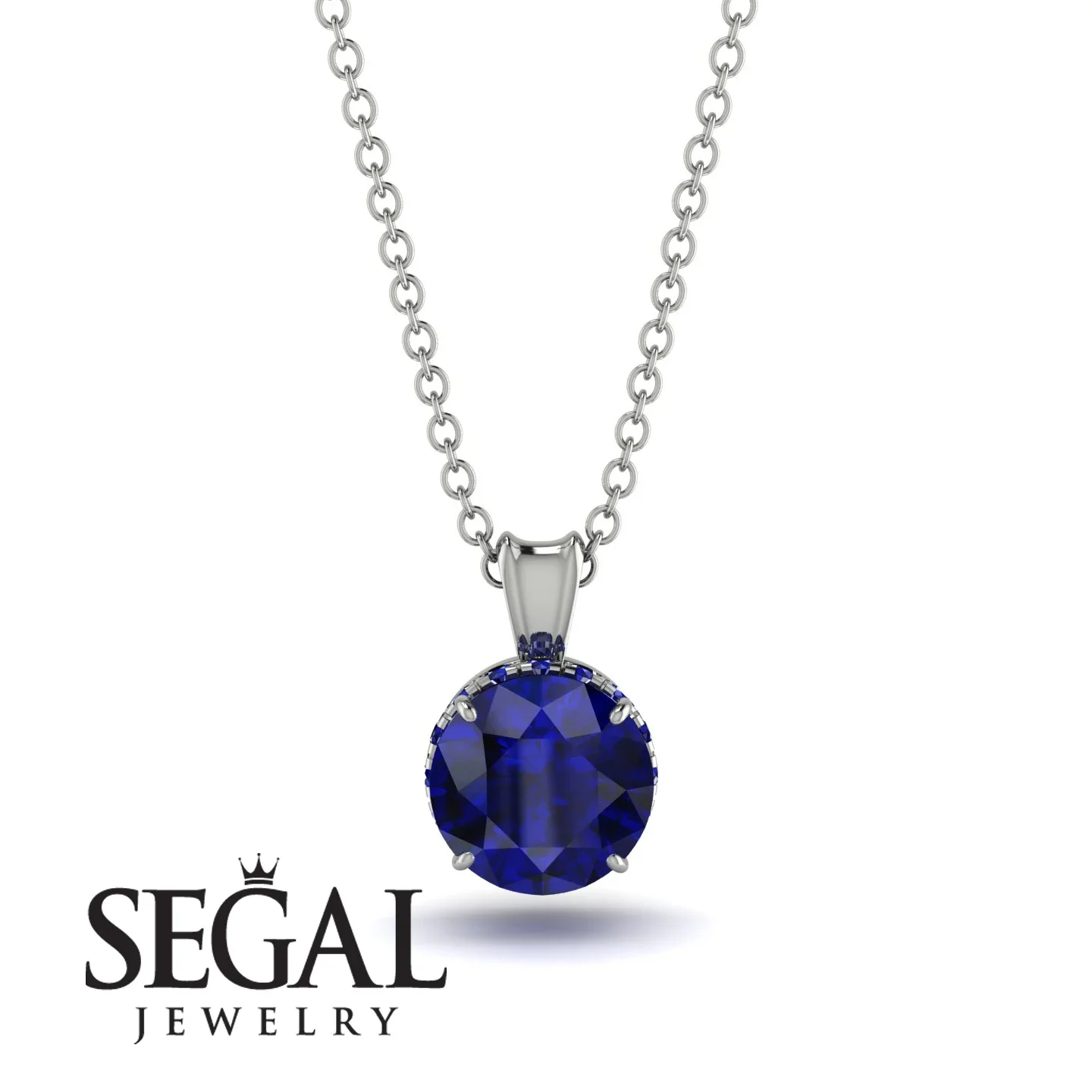 Image of Sapphire Necklace With Hidden Halo - Adaline No. 75