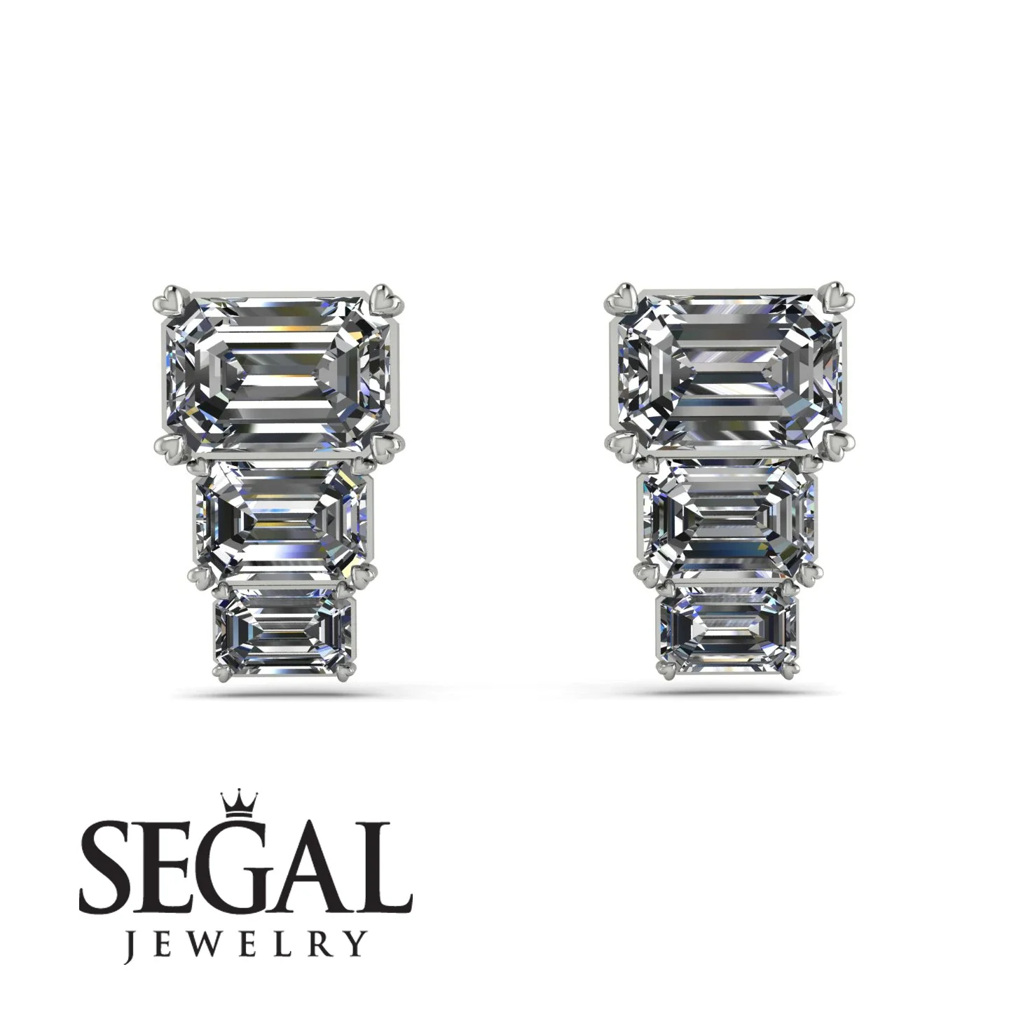 Image of Hidden Diamonds Emerald Diamond Earrings - Briella No. 3