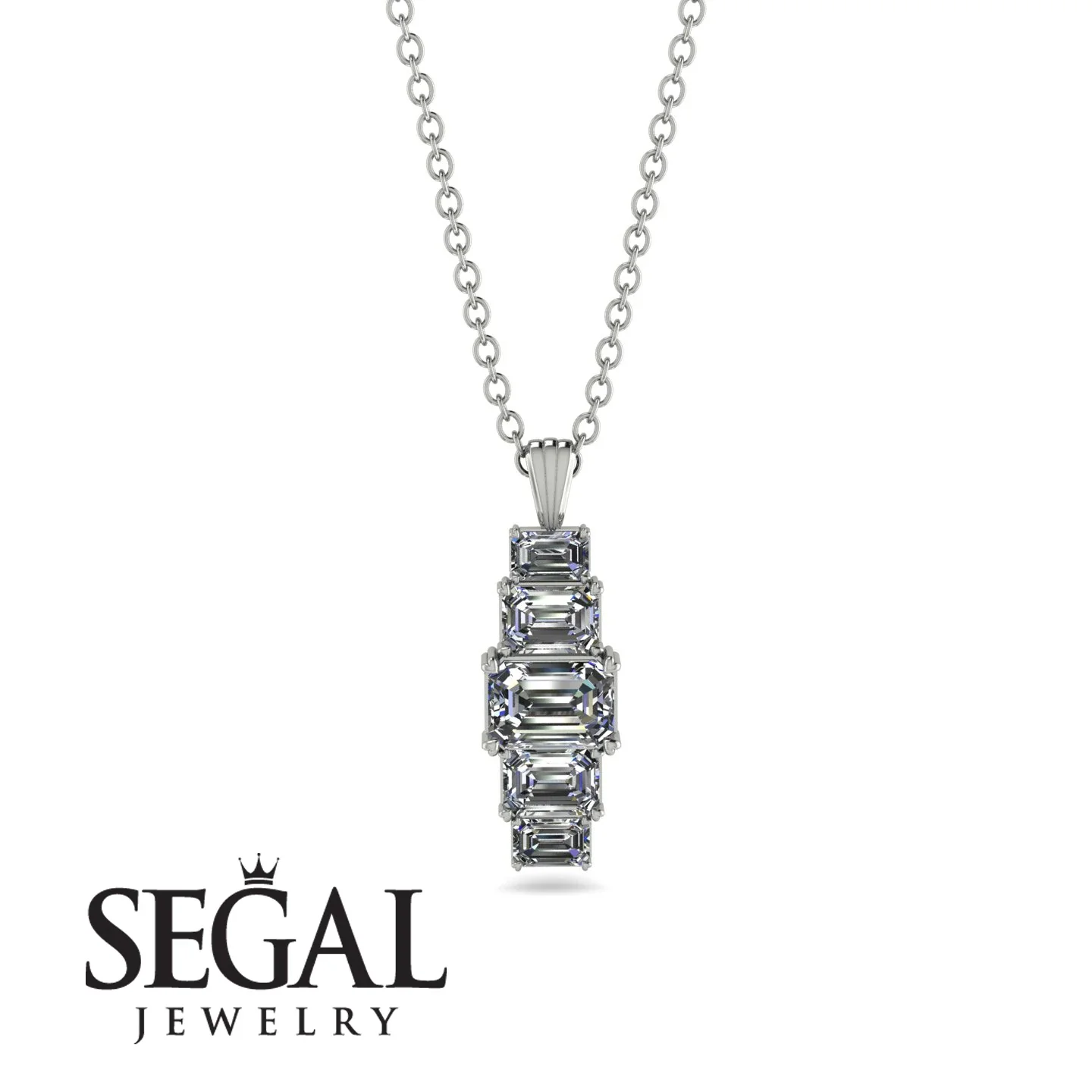 Image of Emerald Cut Diamond Stairs Necklace - Briella No. 3