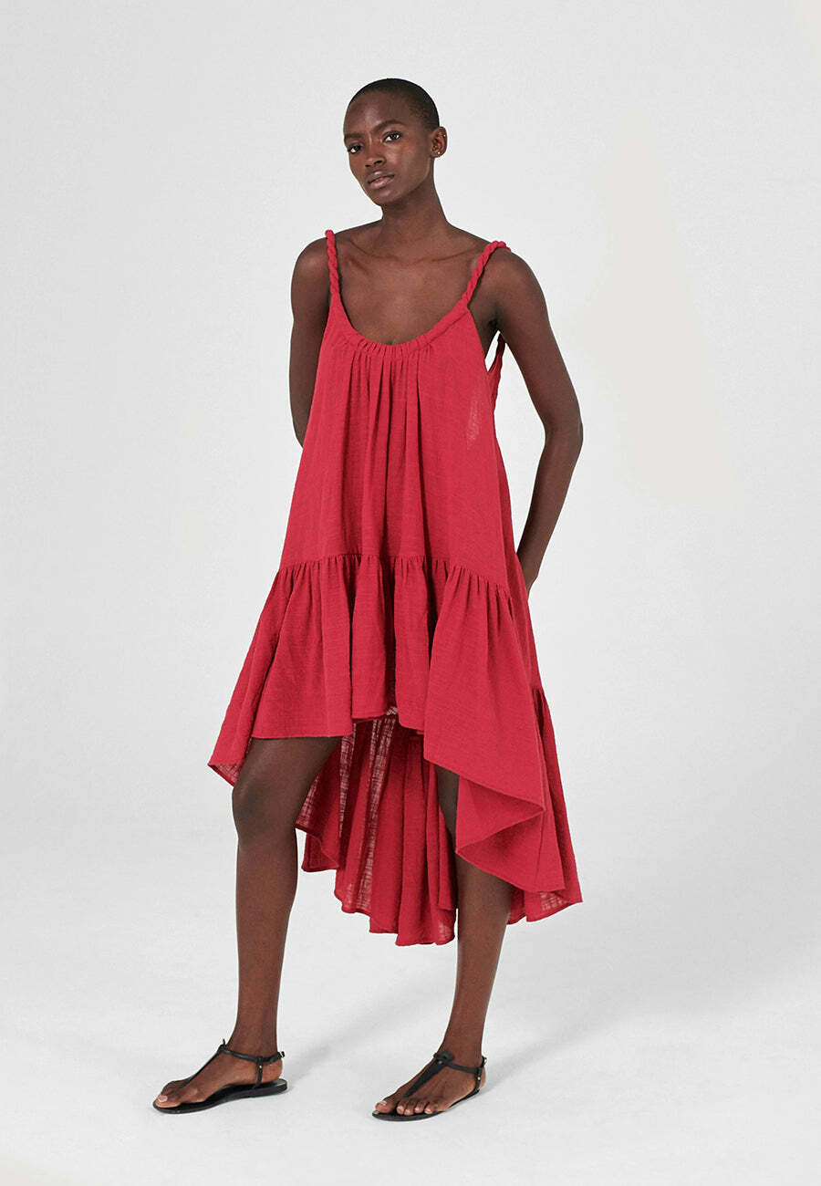 chinese dress ladies Women Dress Plus Size Solid Backless Spaghetti Strap Dress Casual Ruffle  Swing Bohemian Summer Beach Sundress 2024 at Amazon Women's Clothing store